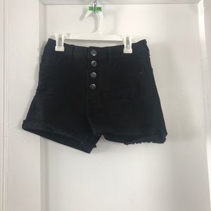 High Rise Black Distressed Jean Shorts